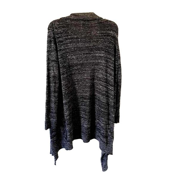 ZARA Open Front Long Linen Cardigan Black White Size Medium - Picture 2 of 5